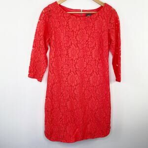 Vince Camuto Orange Lace 3/4 Sleeve Sheath Mini Dress Women's Size 8